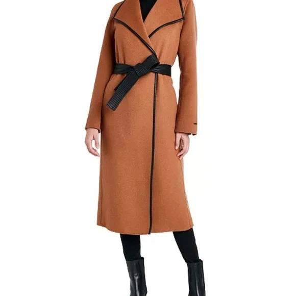 Tahari Camel Trench Coat with Black Accents - Picture 1 of 9